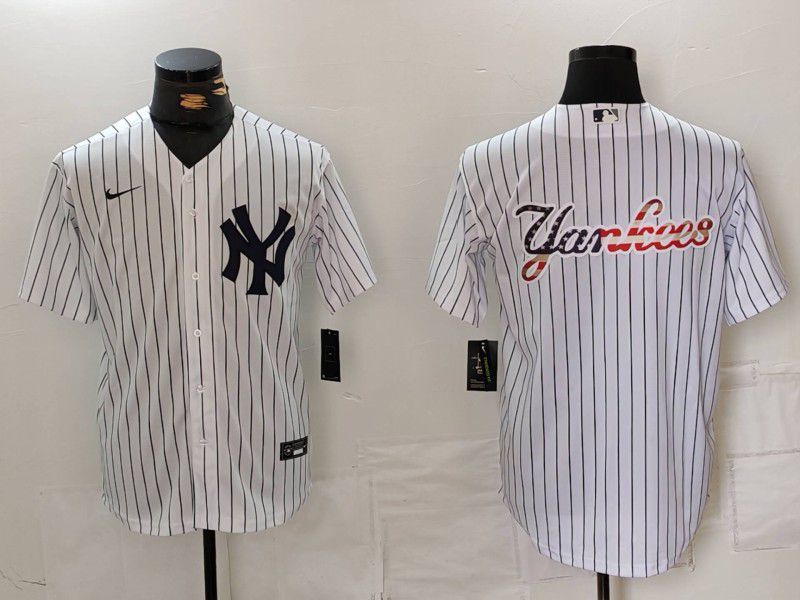 Men New York Yankees Blank White Stripe Game 2024 Nike MLB Jersey style 3->new york yankees->MLB Jersey